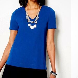 NWT J. Jill Wearever Women’s XL Royal Blue Perfect V-Neck Short Sleeve Tee NEW